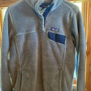 teal patagonia 1/4 button up